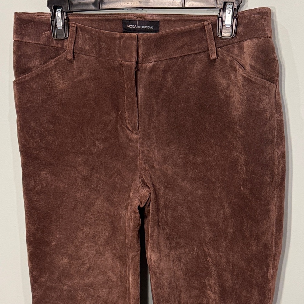 Moda International Brown Leather Suede wide leg Pants Size 8/10